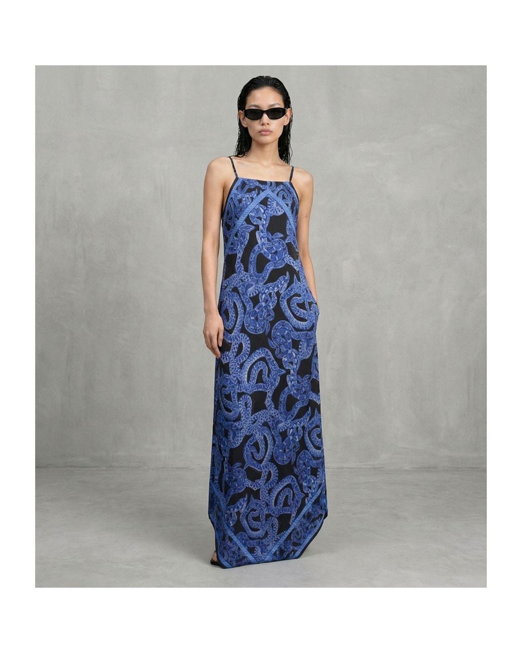 Monzlapur New York Blue Silk Serpent Noir Dress