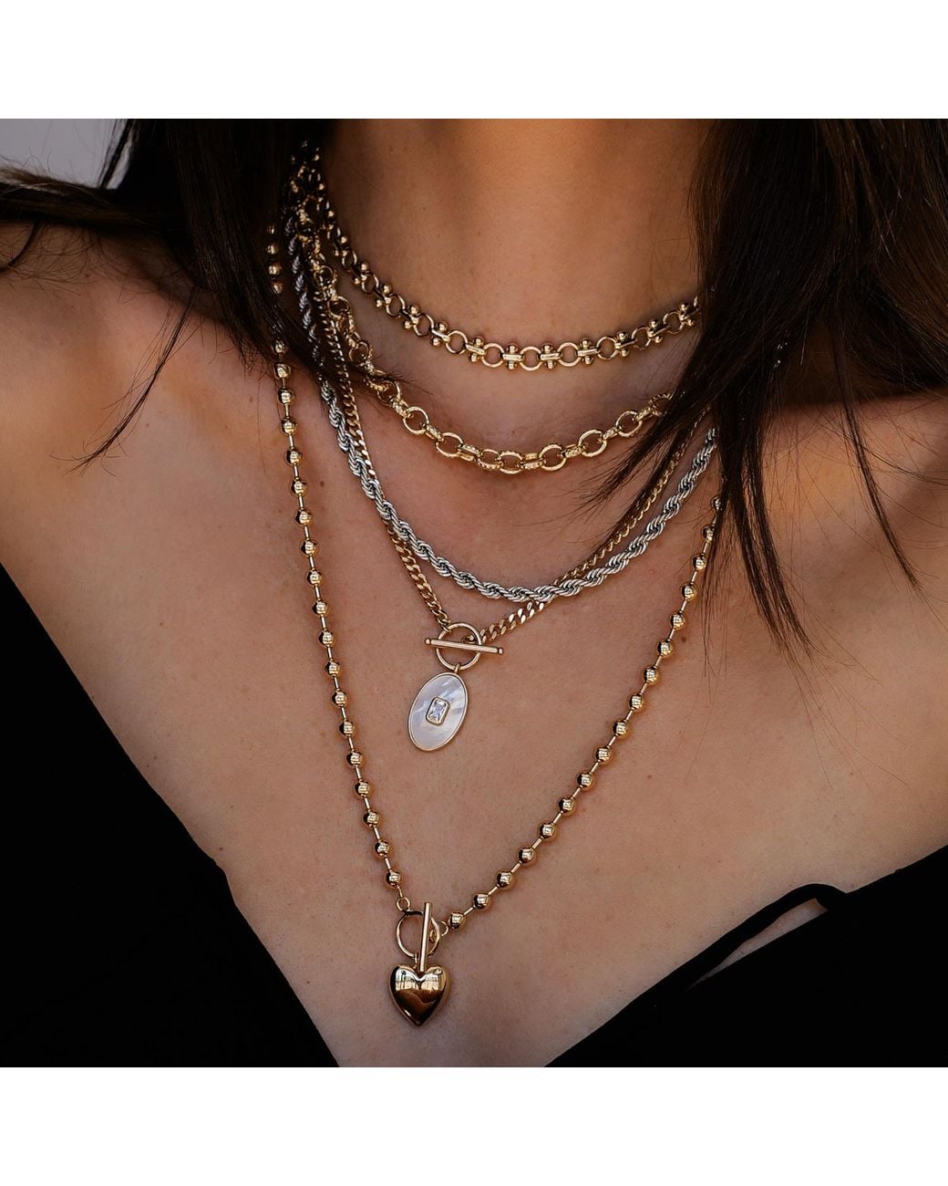 Leeada Jewelry Metallic Dolly Chain Necklace
