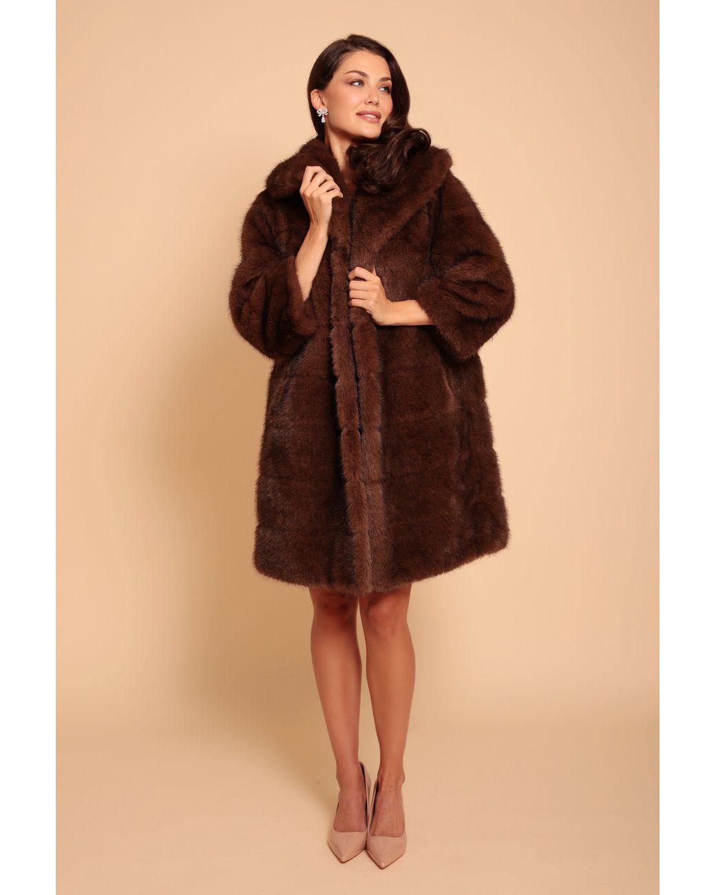 Santinni Brown 'Hollywood' Faux Fur Coat