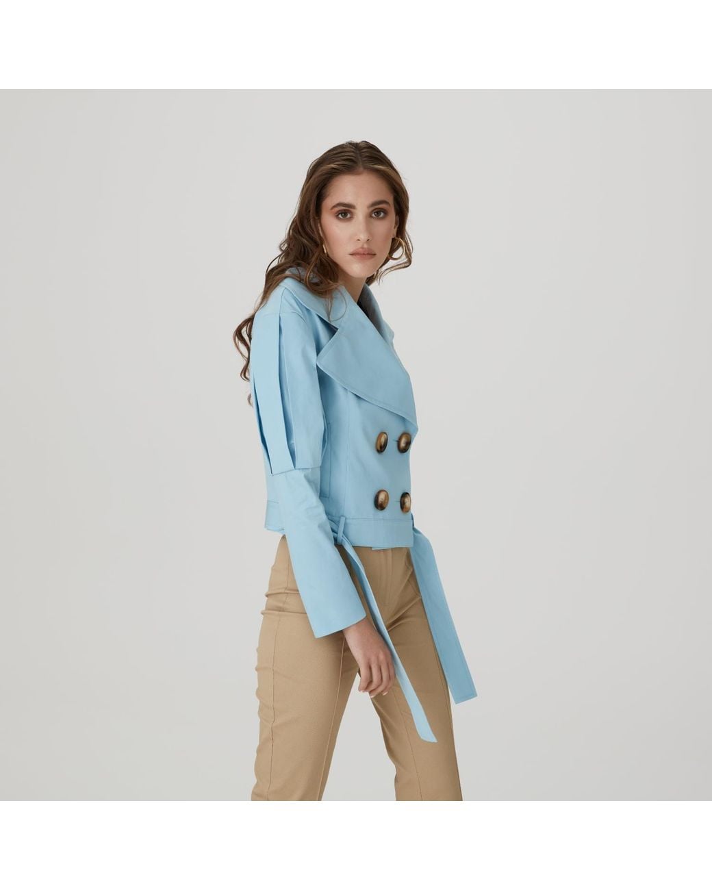 Lita Couture Blue Statement Jacket With Oversized Lapels