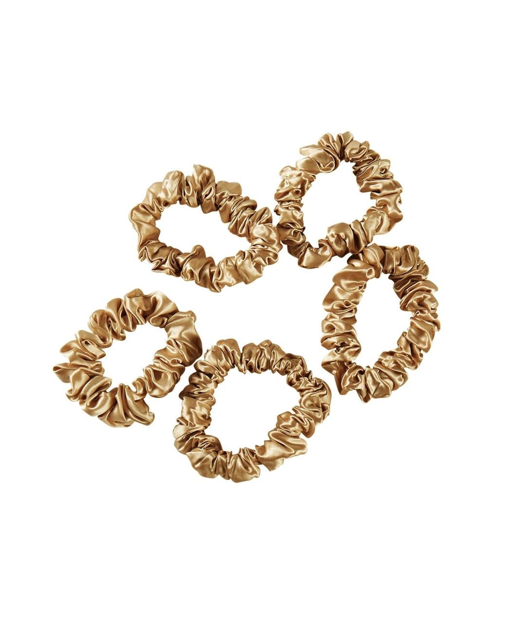 Soft Strokes Silk Metallic Pure Mulberry Silk Mini Scrunchie Set Of Five