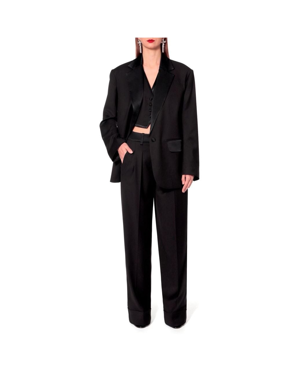 AGGI by HALEWSKI Black Frankie Fashion Wide Trousers