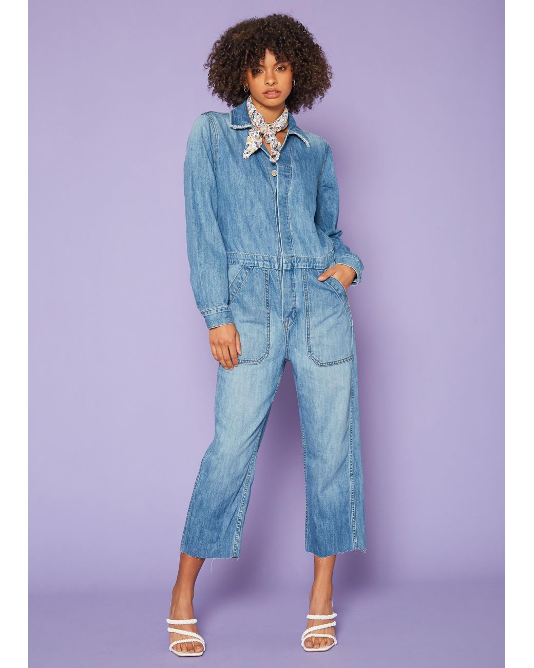 NOEND Blue Yanni Cropped Jumpsuit
