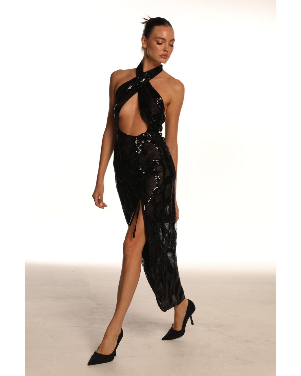 Room 24 Black Iris Sequin Lace Dress