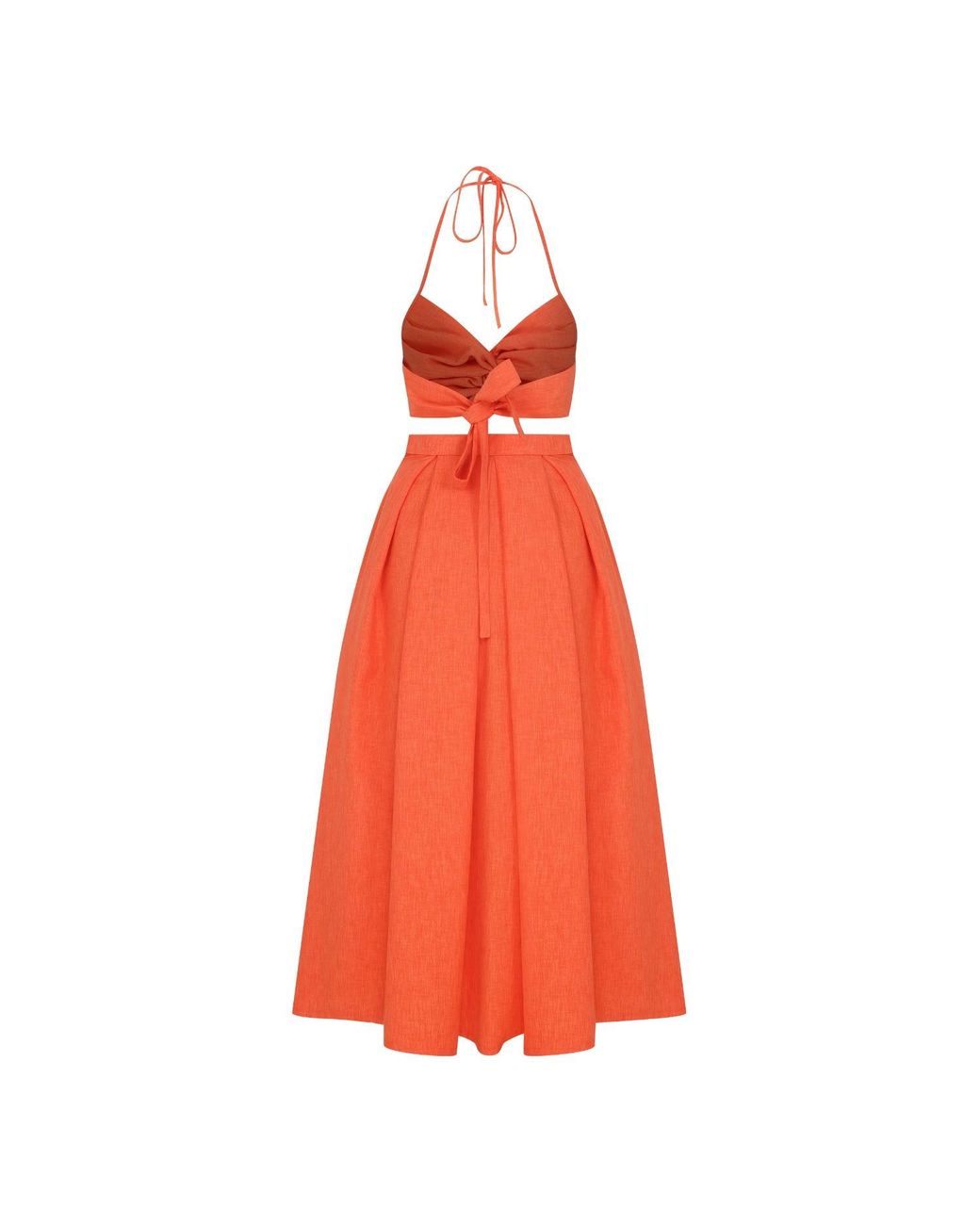 NAZLI CEREN June Midi Skirt In Spicy Orange