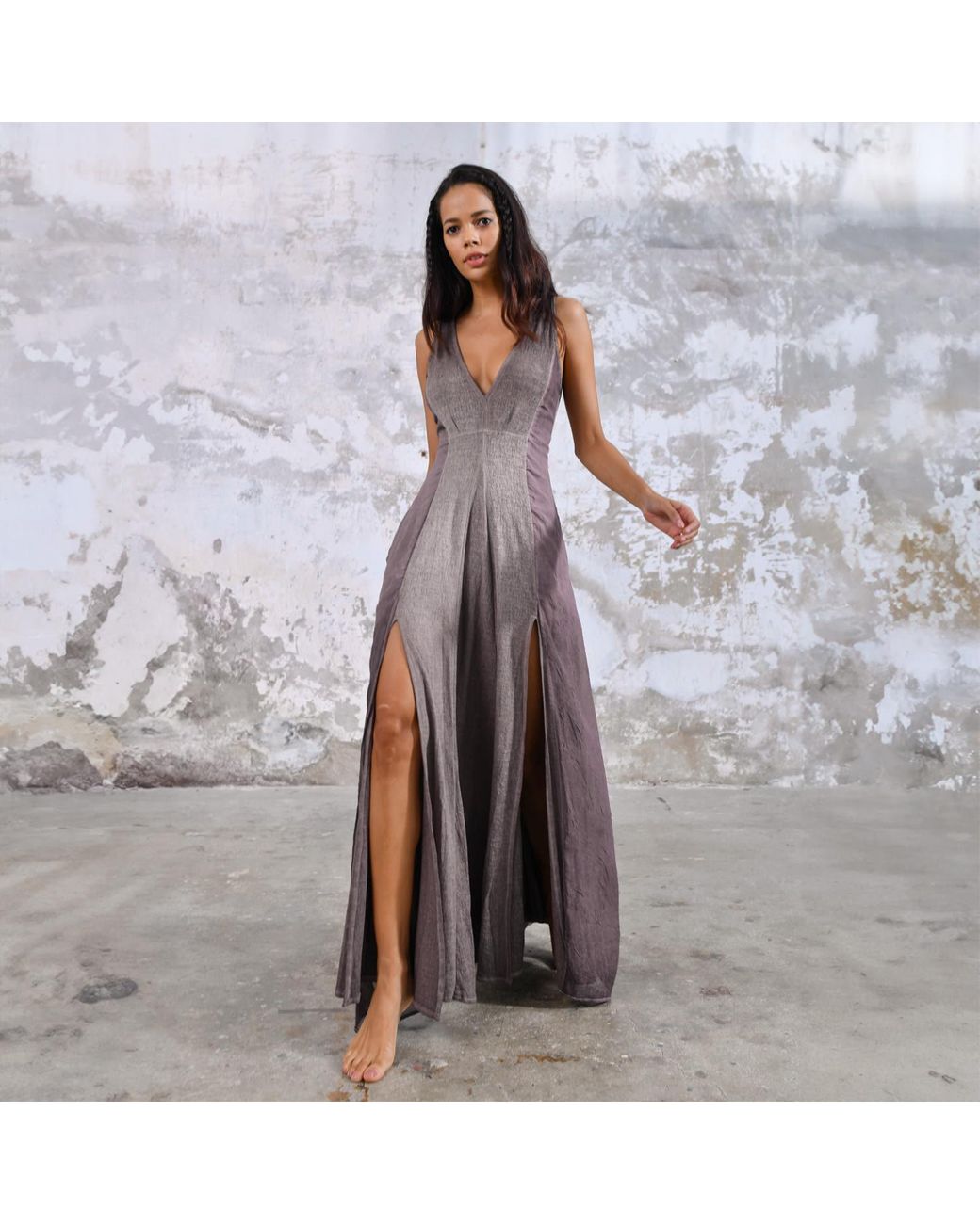 Zhenabia Brown Neutrals Zhe Dress Ancient Rose