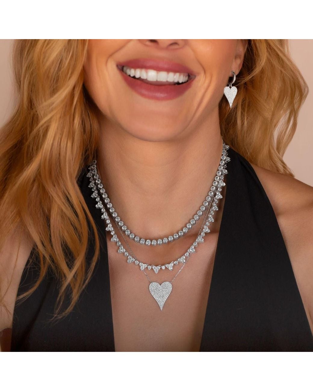 SHYMI Metallic Cluster Tennis Necklace