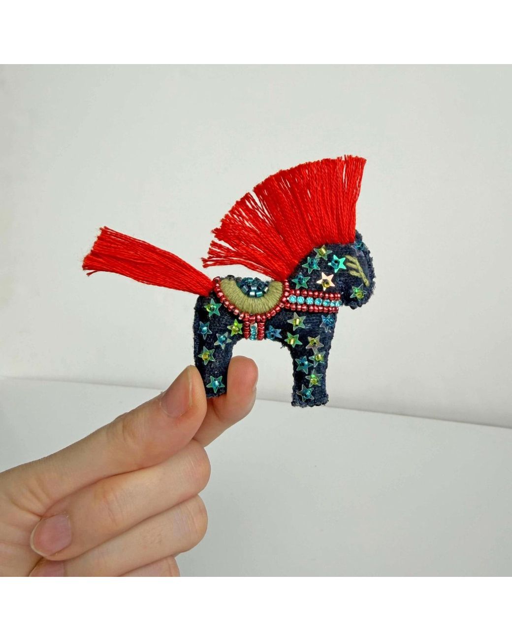 VETKA Red Handmade Horse Brooch- Aurora
