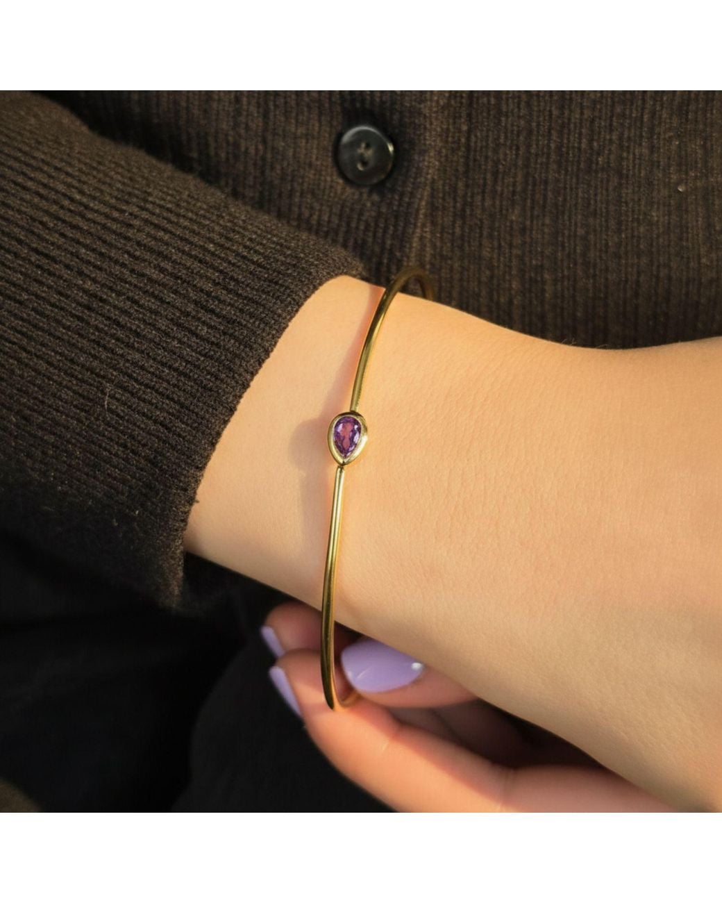 Sophelia Metallic Vermeil Plated Amethyst February Birthstone Bangle