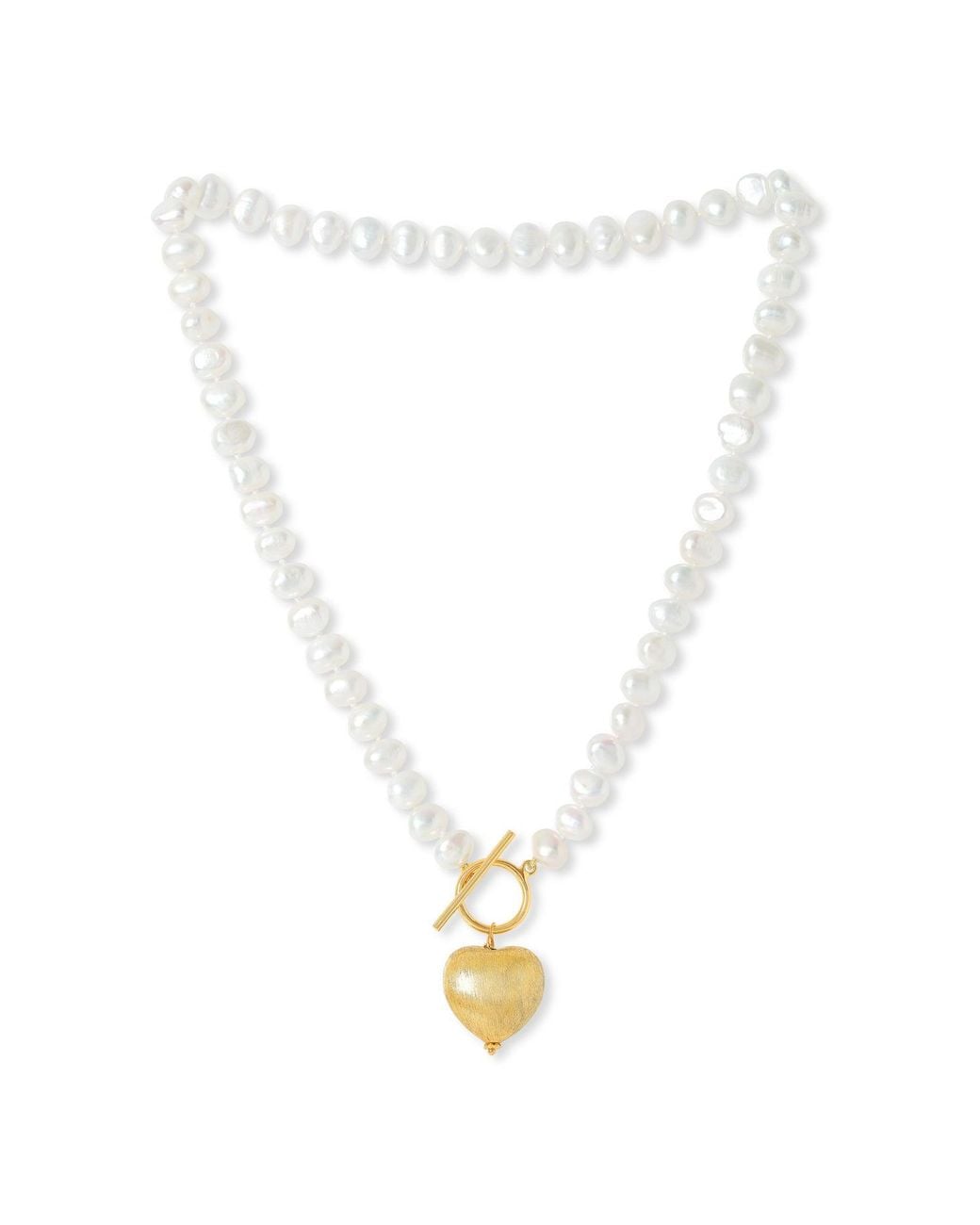 Pearls of the Orient Online Metallic Amare Single Strand Irregular Cultured Freshwater Pearl Necklace With Brushed Heart