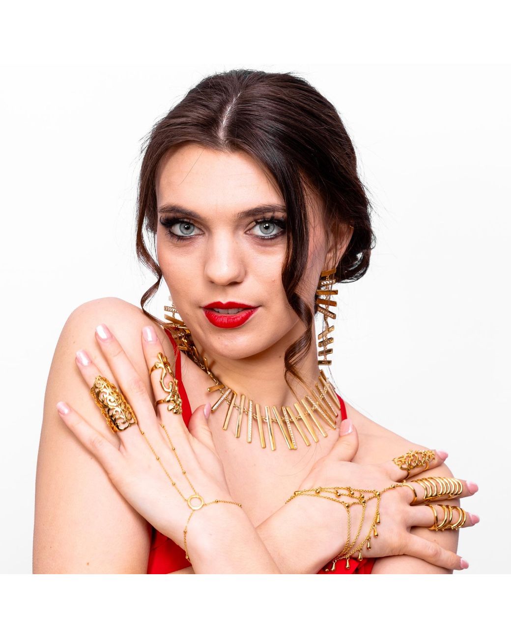 Lucy Quartermaine Metallic Elements Full Armour Ring