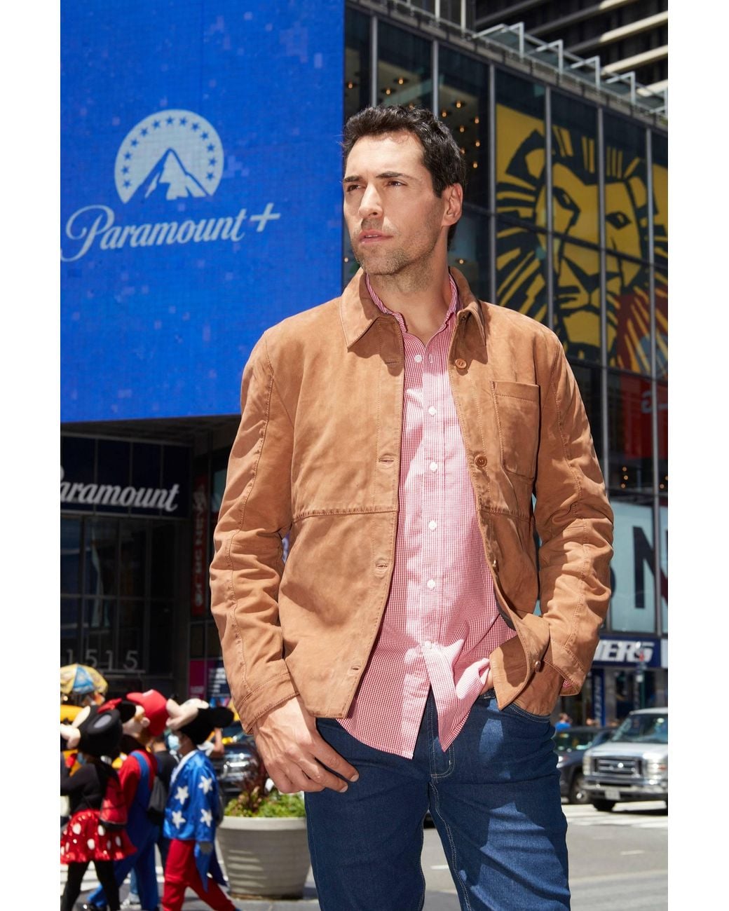 Mauritius Brown Nubuck Leather Button-Down Shacket Jemmo Cognac for men