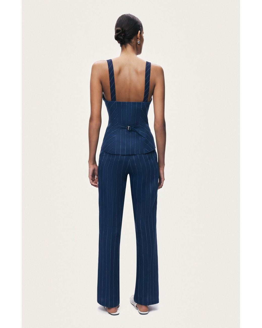 Nocturne Blue Pinstripe Corset Bustier Top
