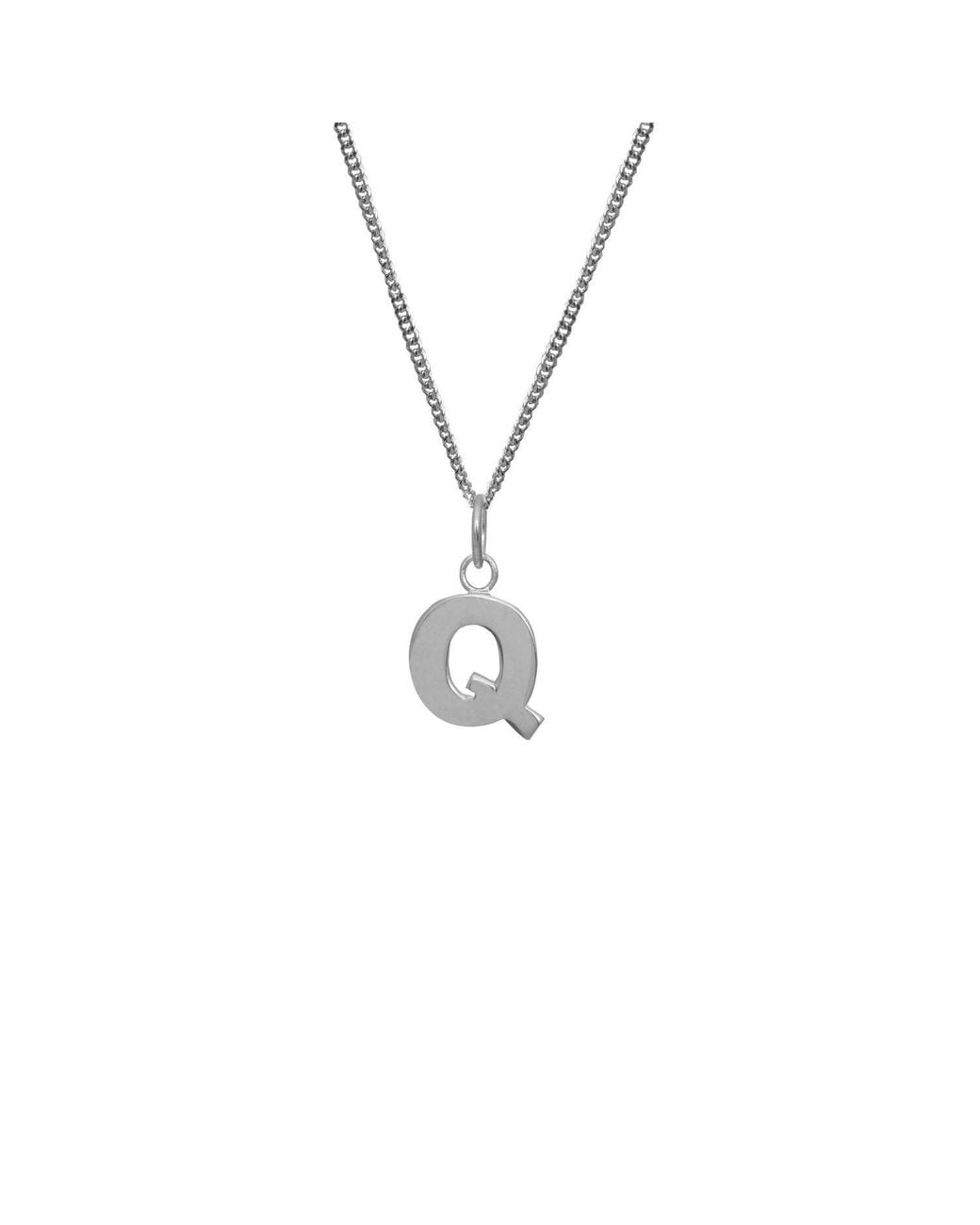 Edge Only Metallic Letter Pendant Q Initial Necklace Sterling