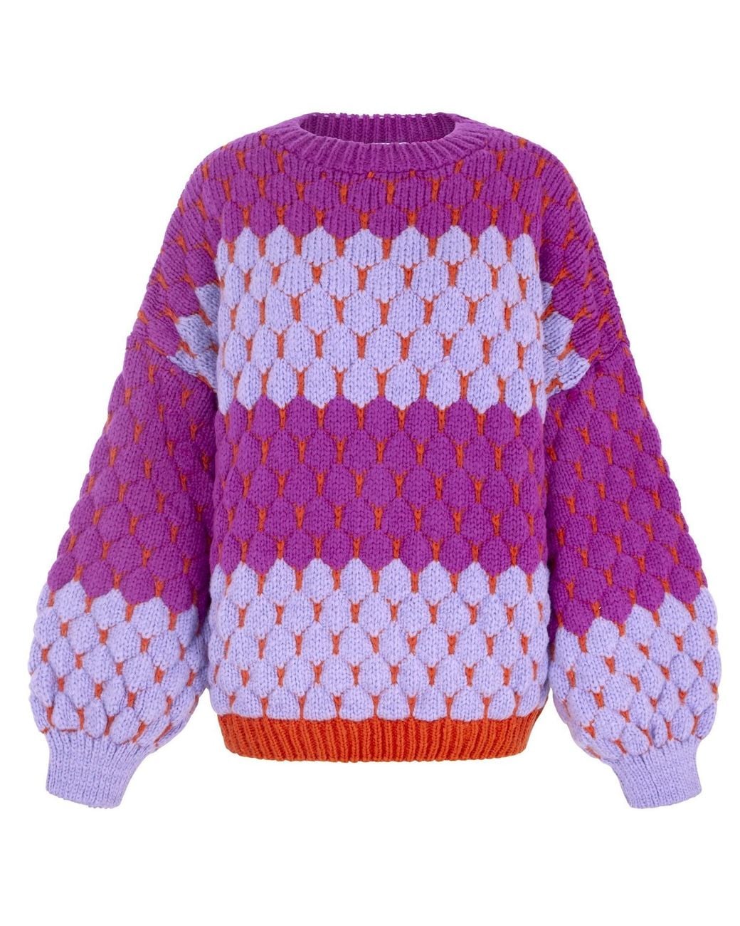 Cara & The Sky Purple Marissa Bubble Stitch Stripe Jumper