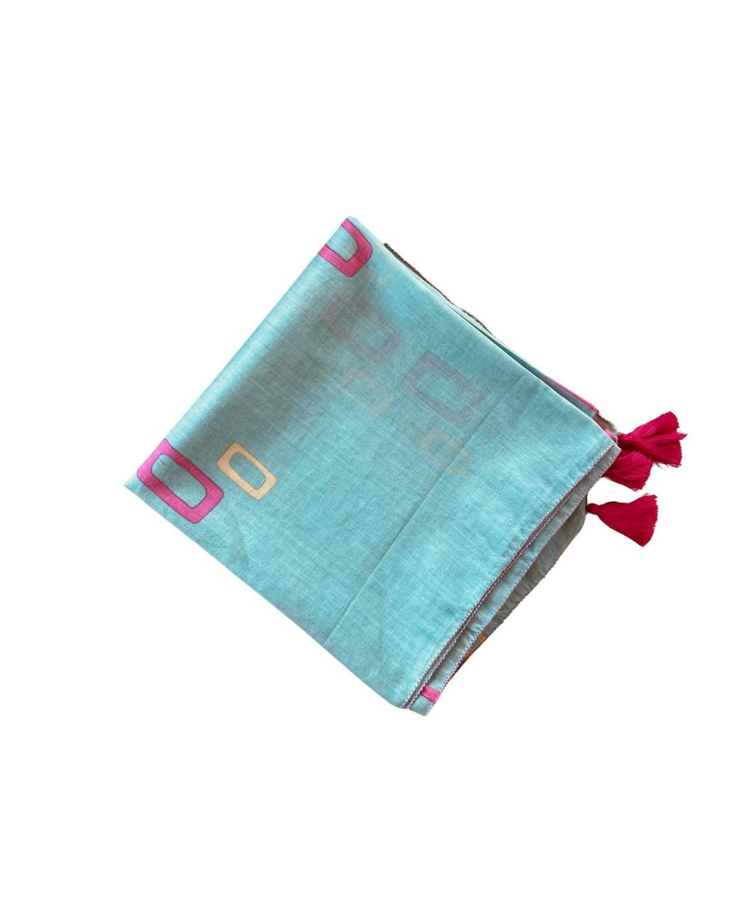 Heritagemoda Blue Handcrafted Organic Cotton Soft Square Summer Scarf