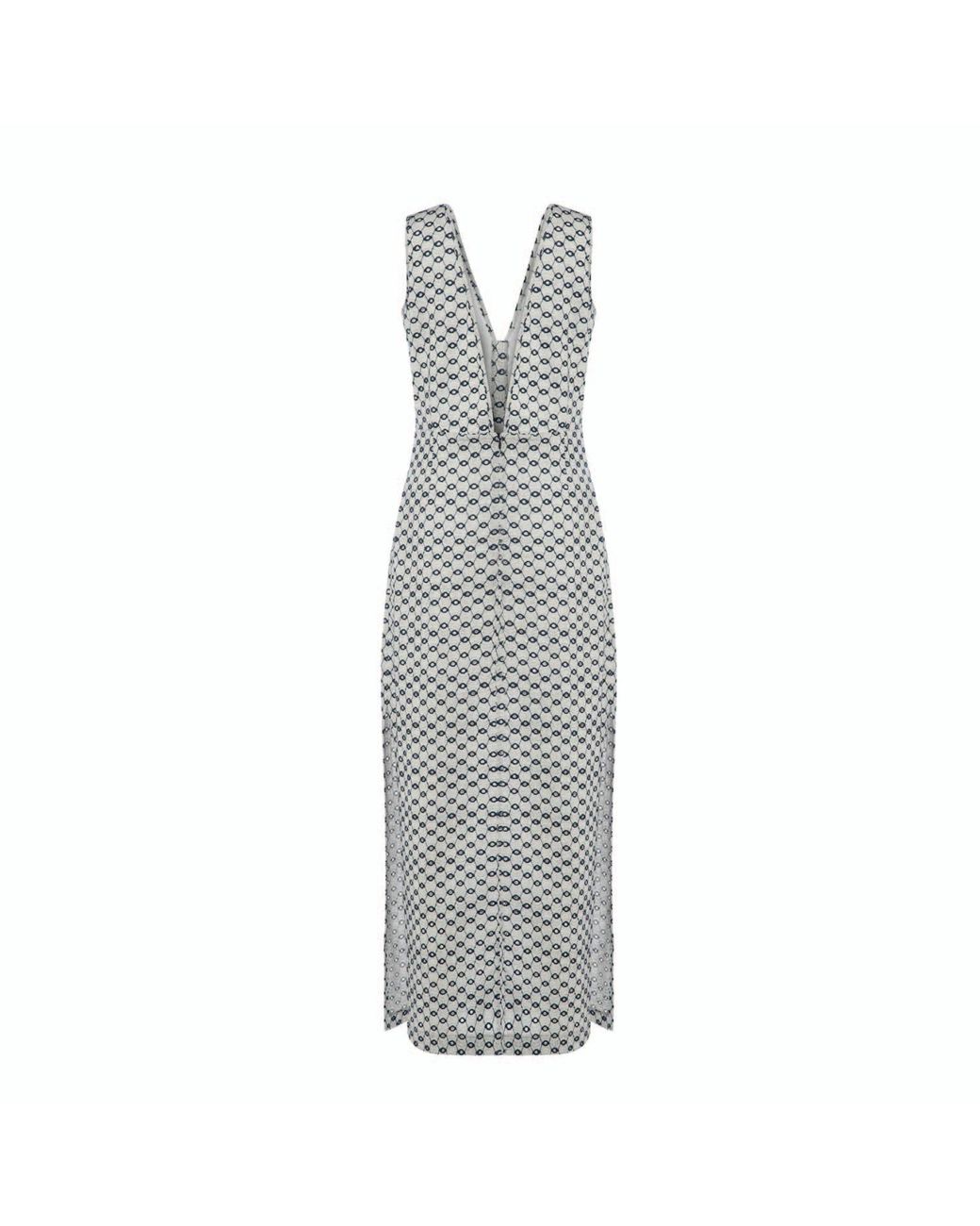 Women & Women Gray Eden, Jacquard, Side-Slit, Long Cotton Blend Dress