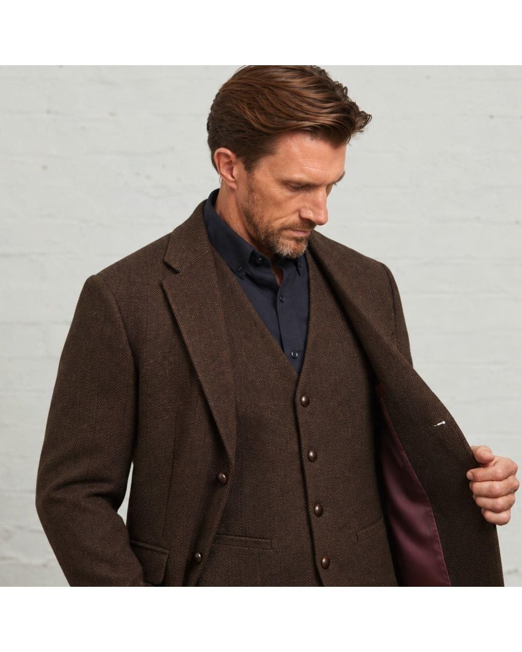 Guards London Black Robert Tweed Heritage Wool Waistcoat for men