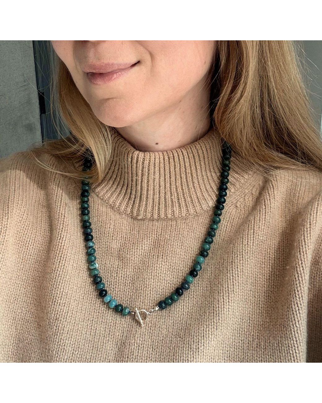 Herself Collections Metallic Agate Bead Necklace