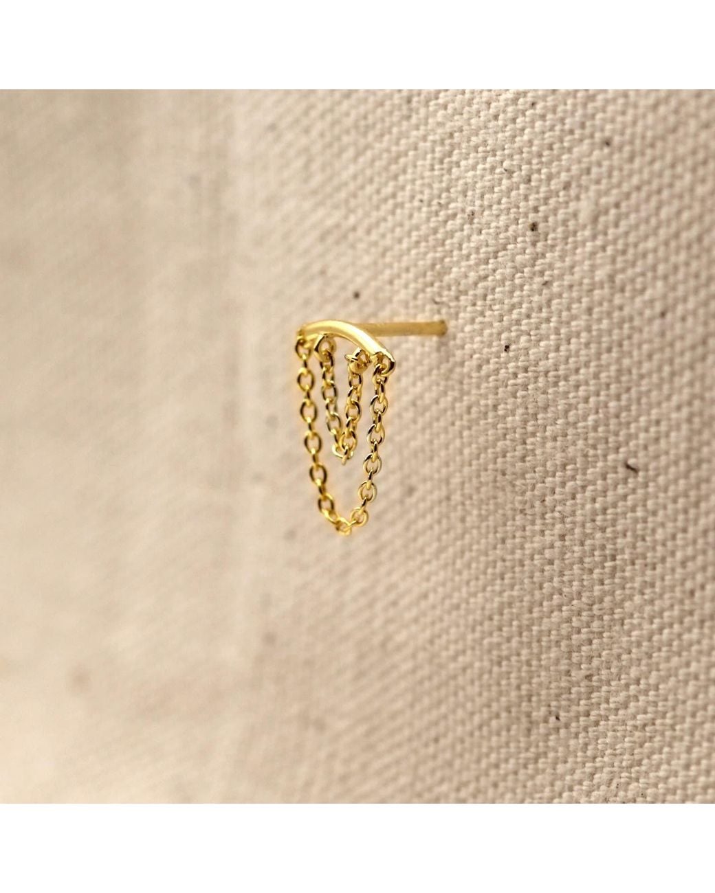 VicStoneNYC Fine Jewelry Metallic Double Chain Vermeil One Earring