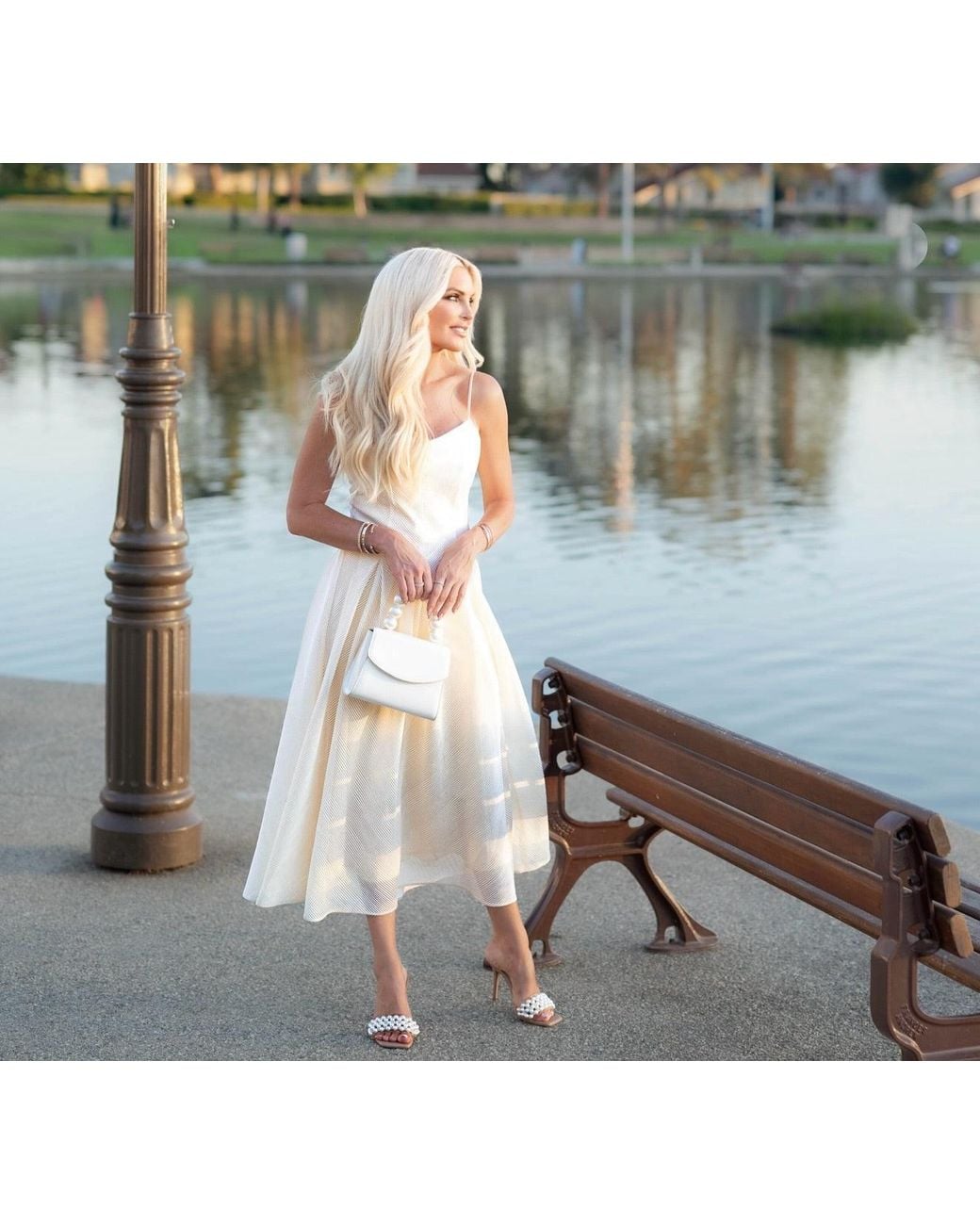 Luna Fashion House White Ivory Midi Dress, Nela