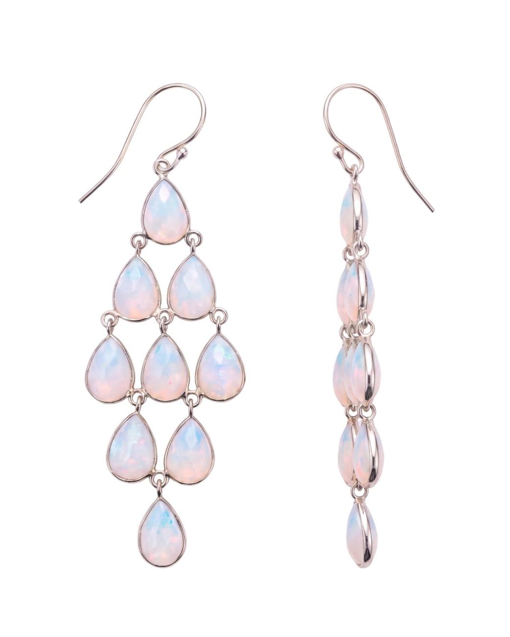 Latelita London Metallic Erviola Gemstone Cascade Earrings Opal