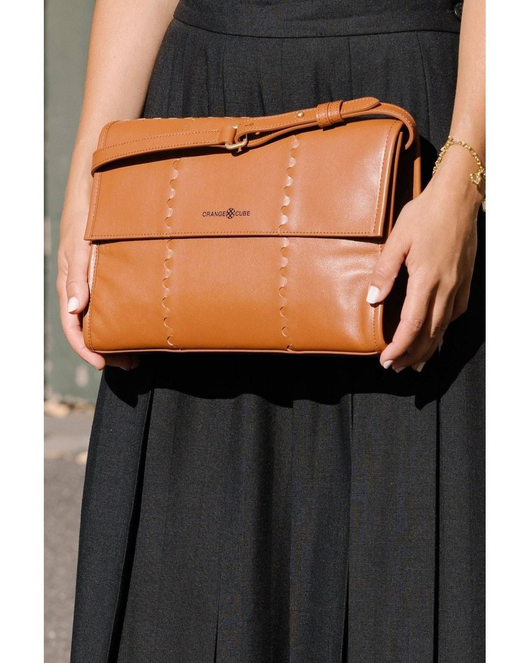 Orange Cube Brown Mosaic Messenger Bag