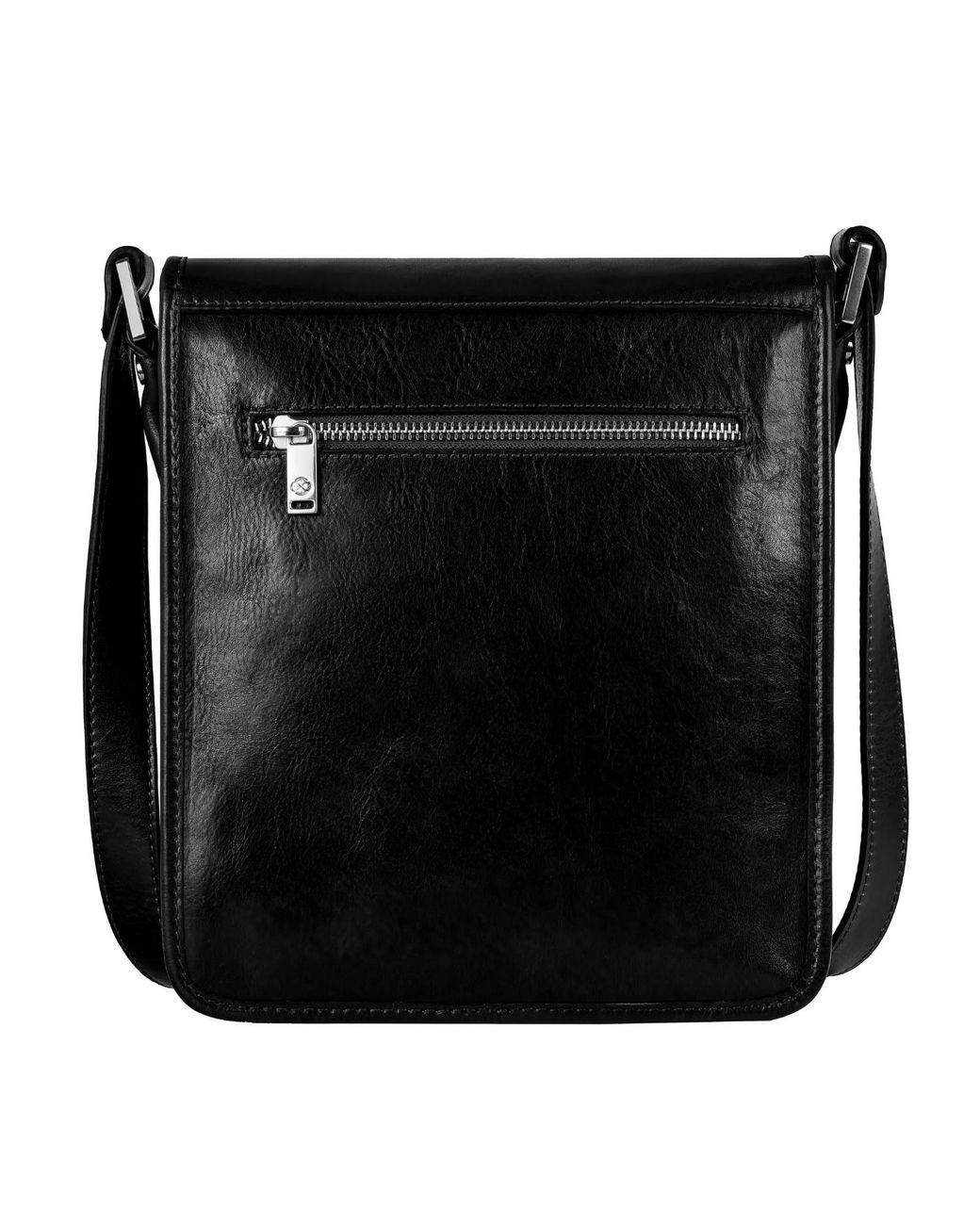 Time Resistance Black Small Leather Messenger Bag for men