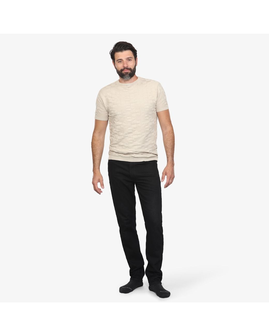 Vustra Natural Patterned Sand Knit Tee for men