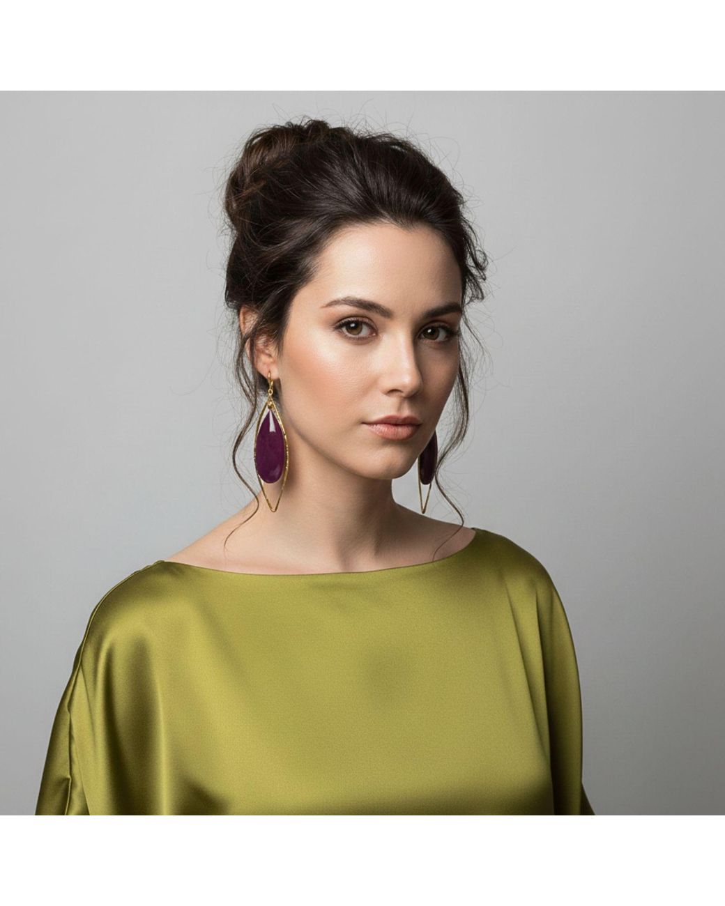 Jaredjamin Purple Seraphine Plum Drop Lever Back Earrings