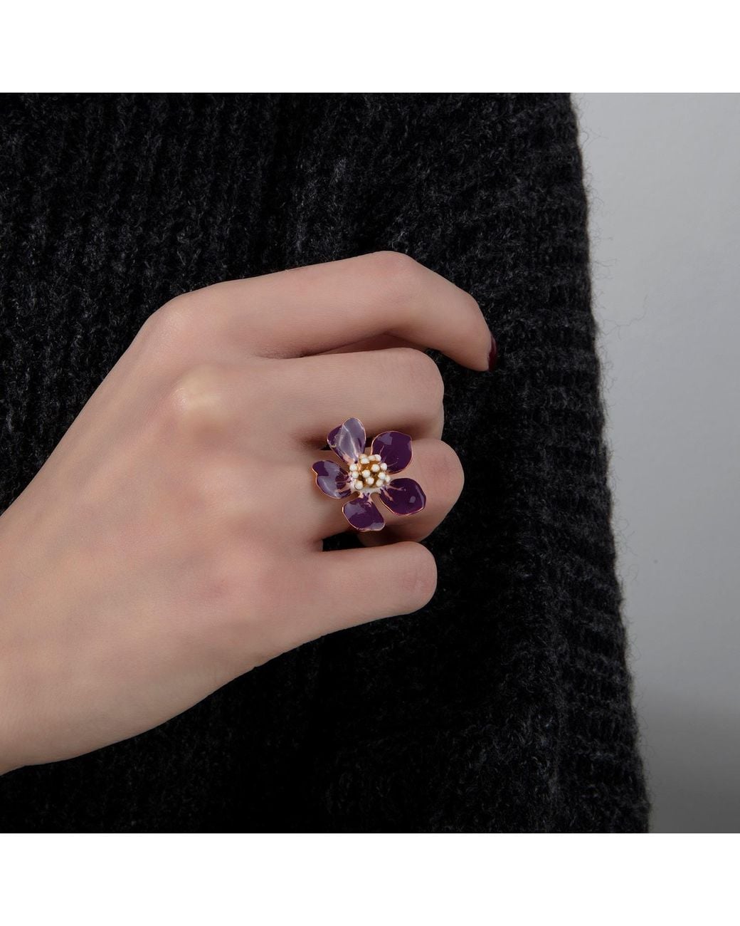Milou Jewelry Multicolor Cherry Blossom Flower Adjustable Ring