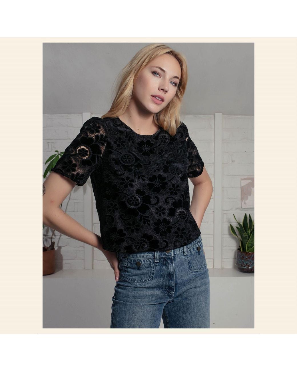 Nooki Design Black Corinne Lace Top