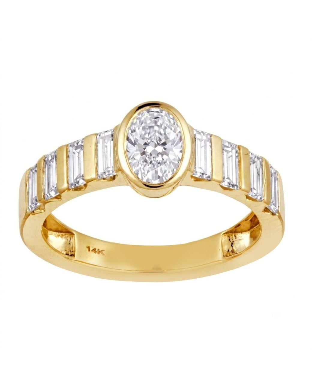 Artisan Metallic 14K Oval & Baguette Diamond Ring