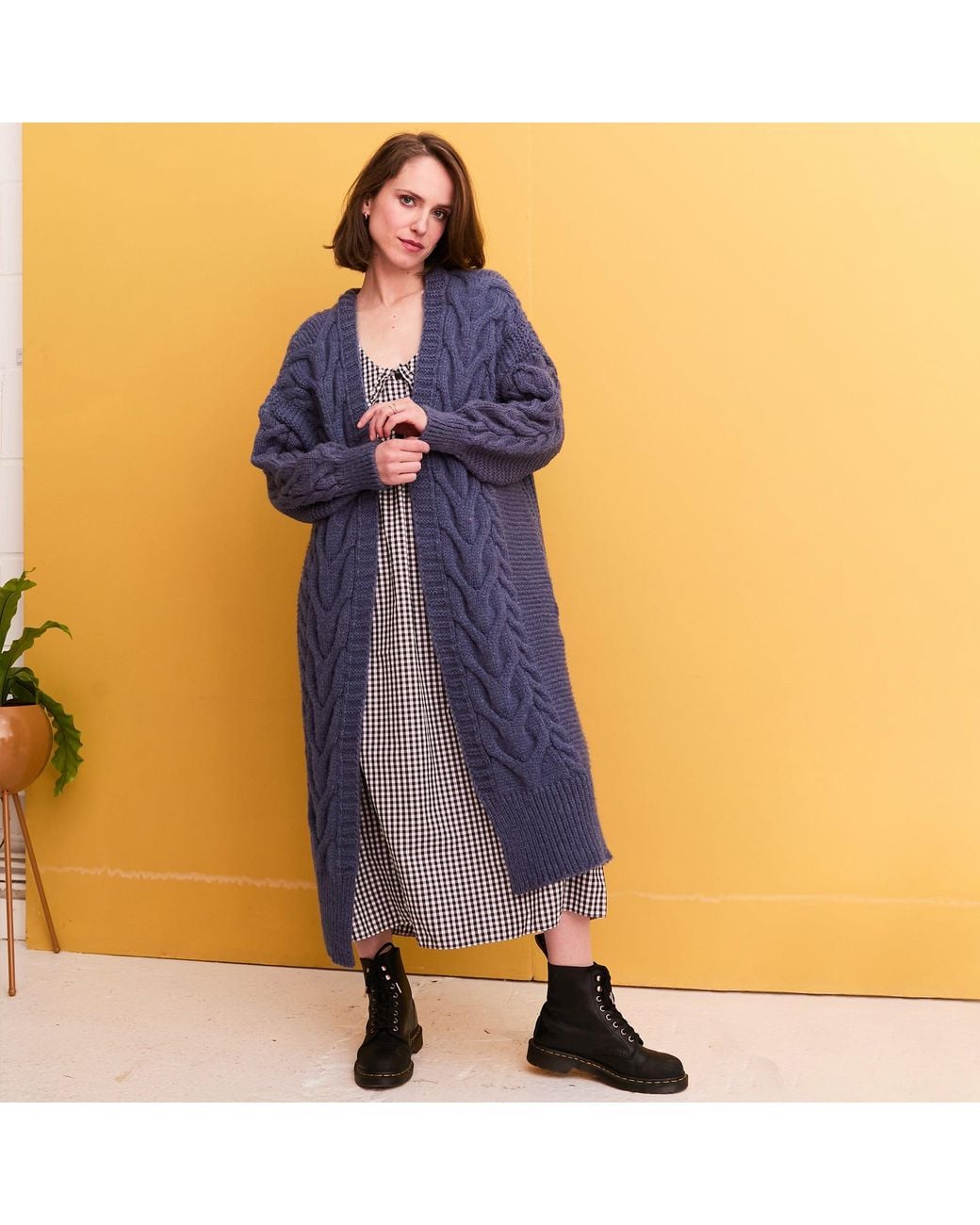 Cara & The Sky Blue Alex Cable Balloon Sleeve Maxi Cardigan