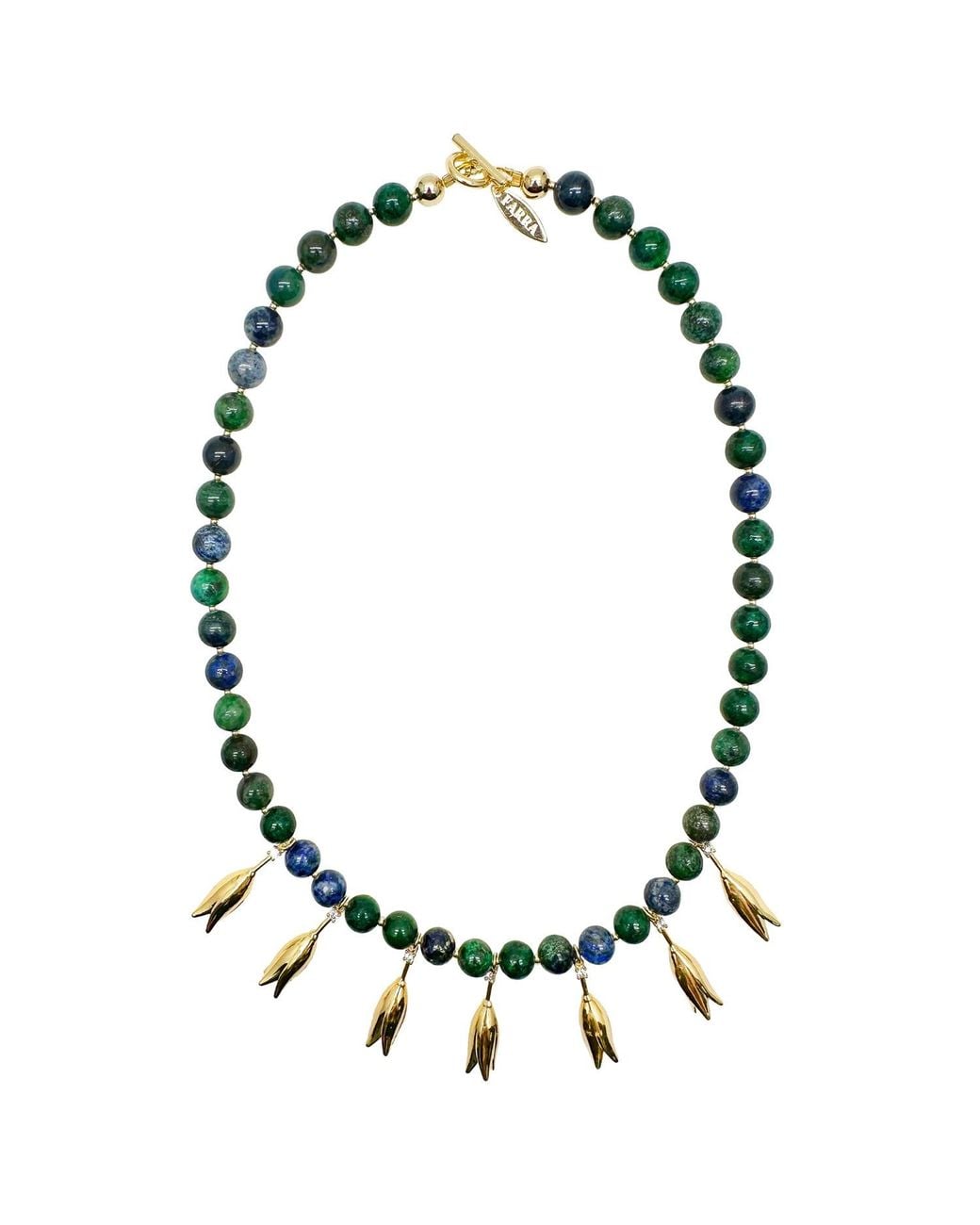 Farra Green Phoenix Lapis With Flower Pendants Statement Necklace