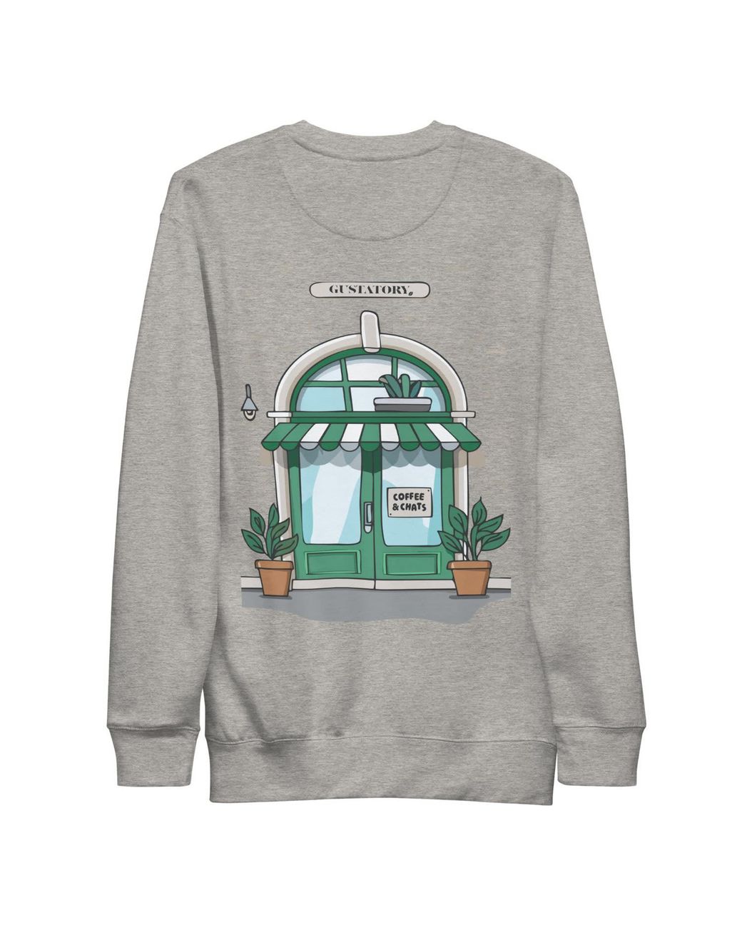 Anchor and Crew Gray Carbon Gustatory Coffee & Chats Cotton Blend Embroidered Sweatshirt for men