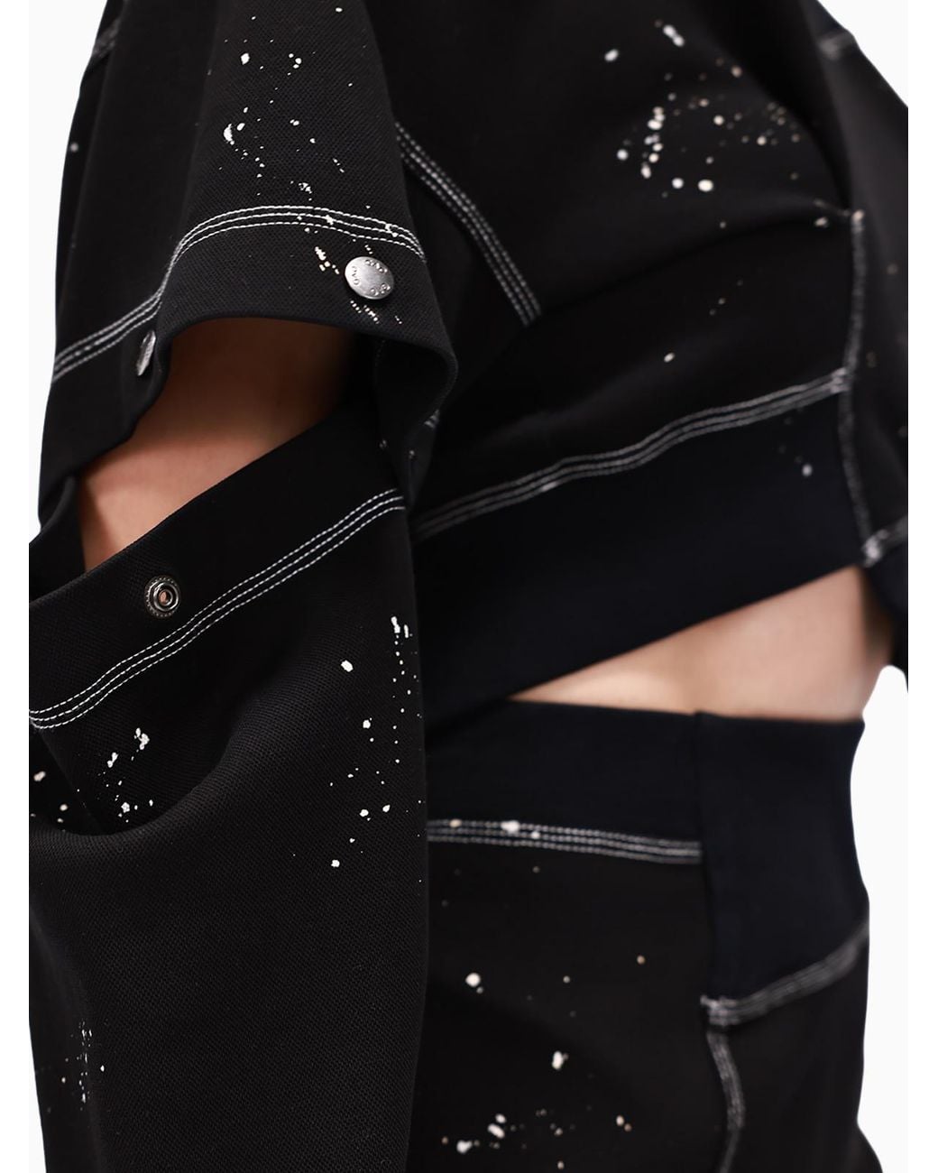 Gao Republic Black Cropped Snap Sleeve Sweatshirt