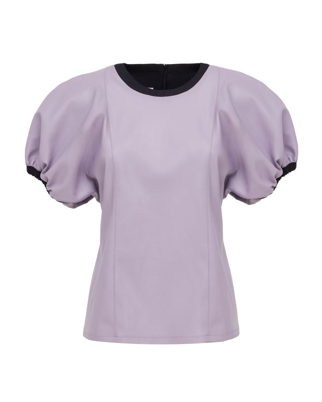 Julia Allert Purple Puff Sleeve Faux Leather Top –