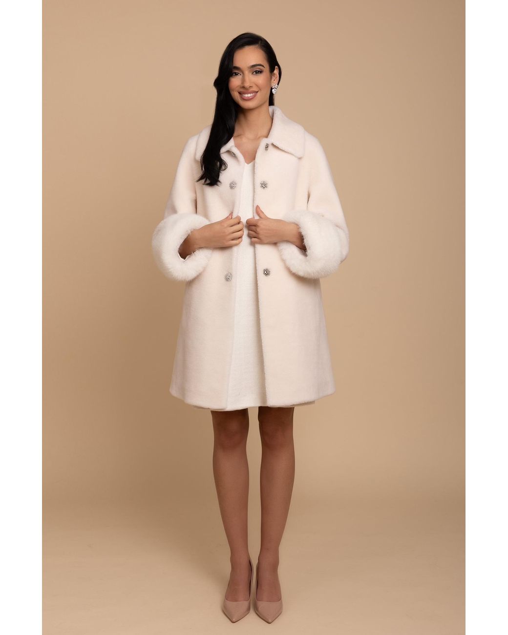 Santinni Natural Fairytale Wool Faux Fur Teddy Coat