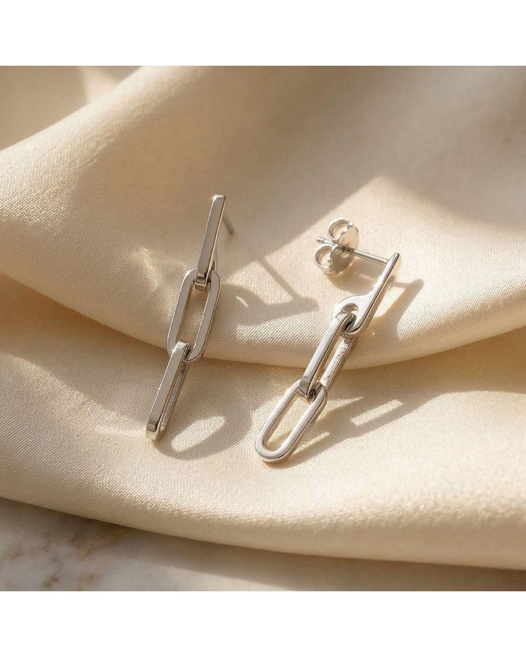 Sophelia White Paperclip Link Chain Everyday Drop Sterling Earrings