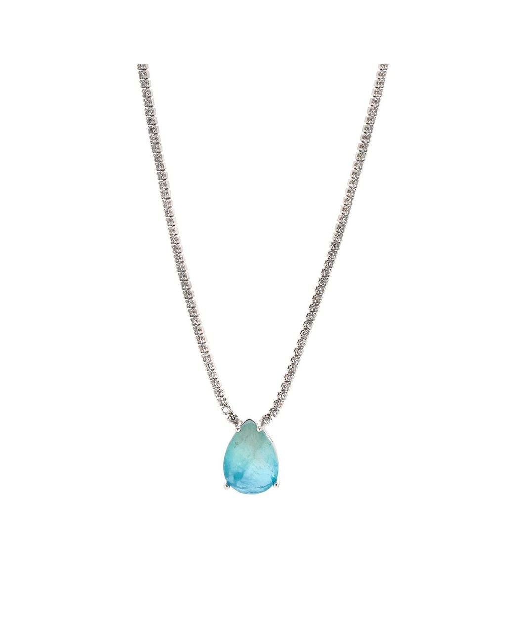 Ebru Jewelry Metallic Teardrop Paraiba Tourmaline Diamond Chain Happy Necklace