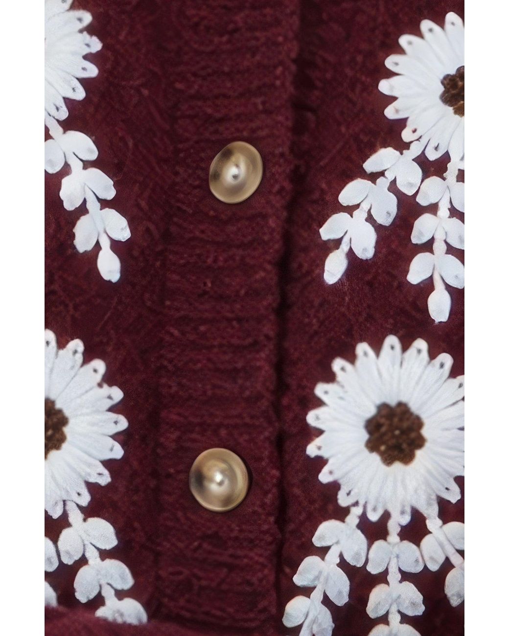 Yumi' Purple Burgundy Floral Embroidered Cardigan