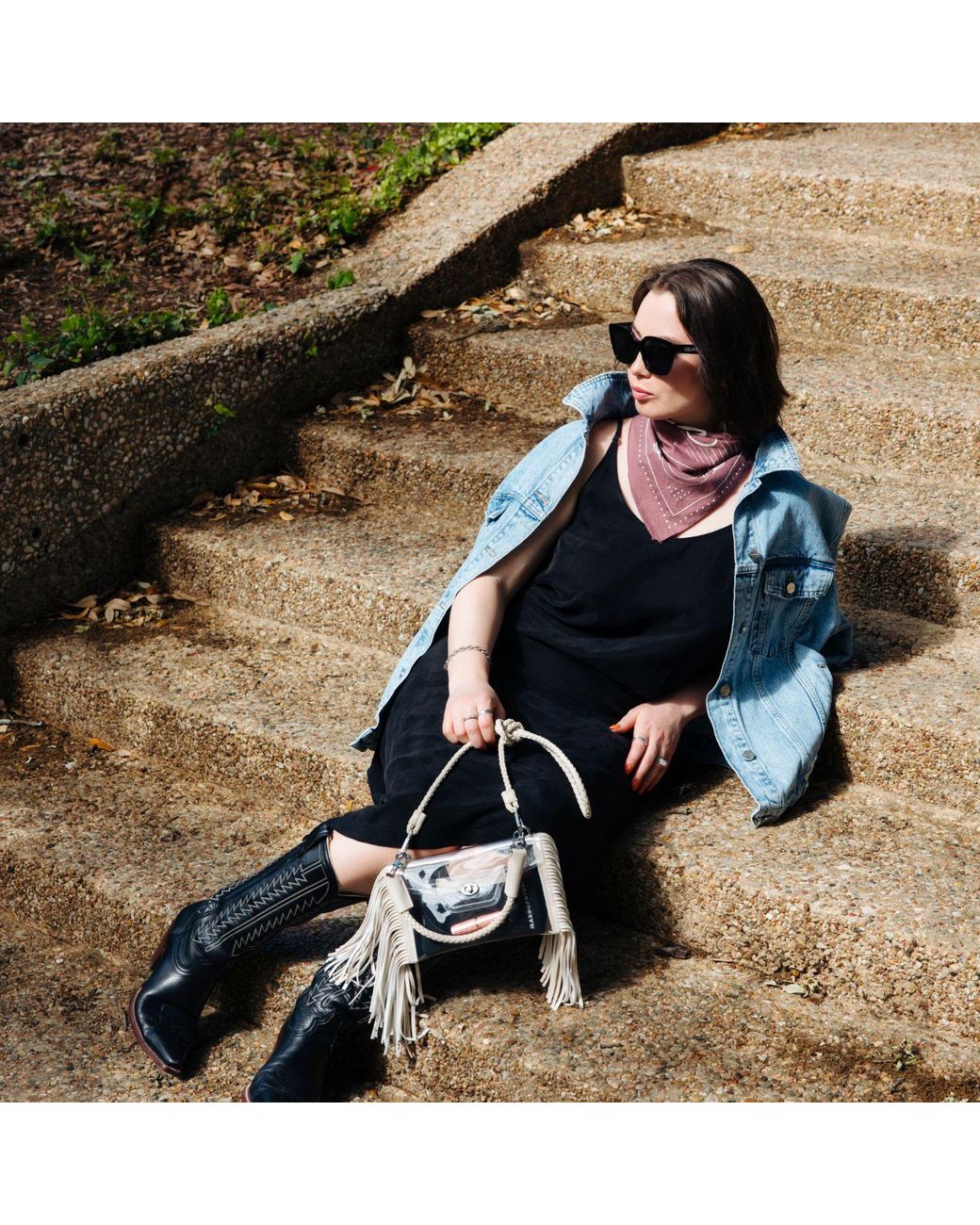 PAIGE Metallic Clear Fringe Crossbody