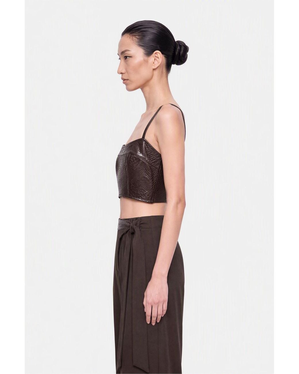 Nocturne Brown Tie Waist Wide Leg Trousers