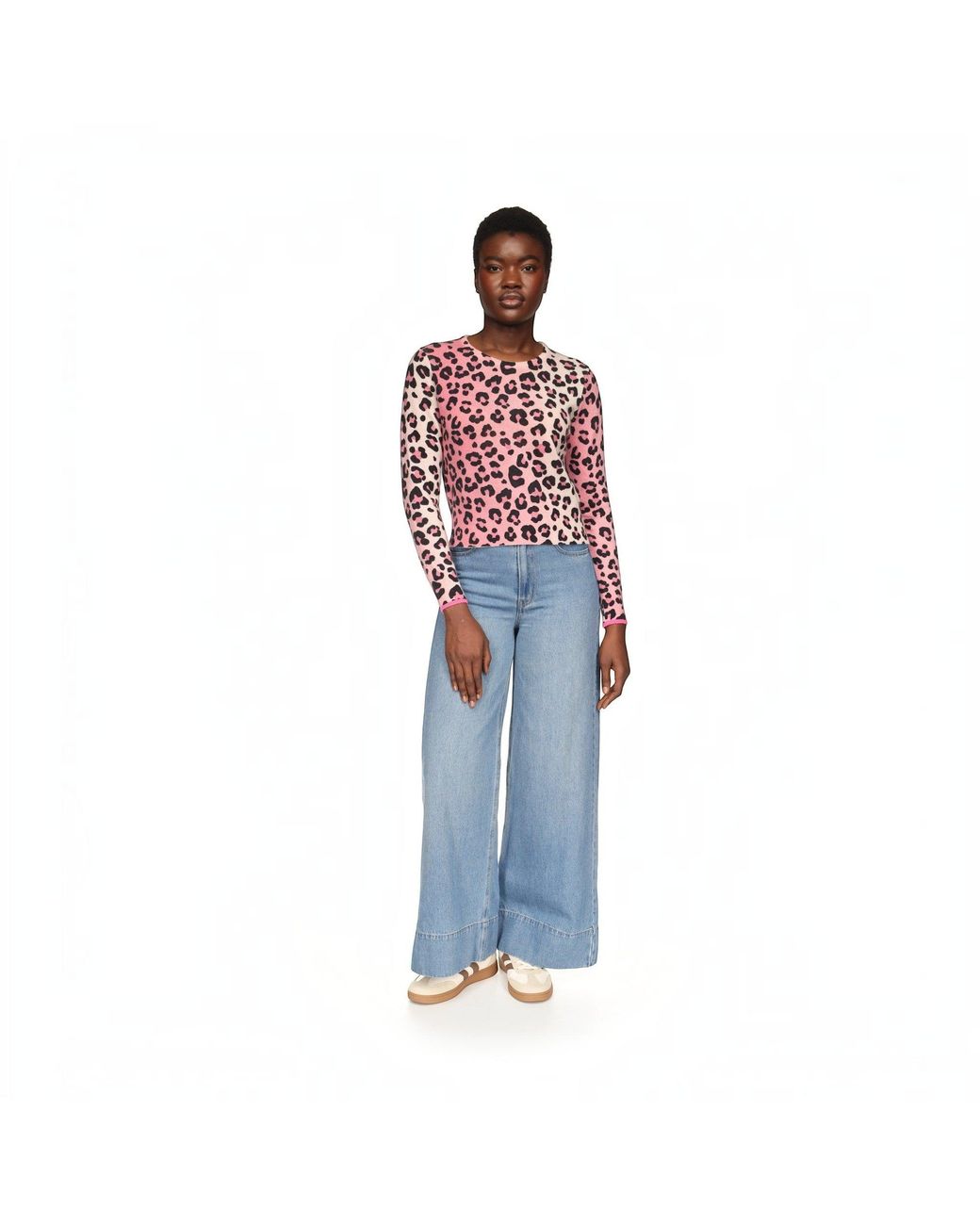 Brodie Cashmere Red Lauren Leopard Cropped Crew
