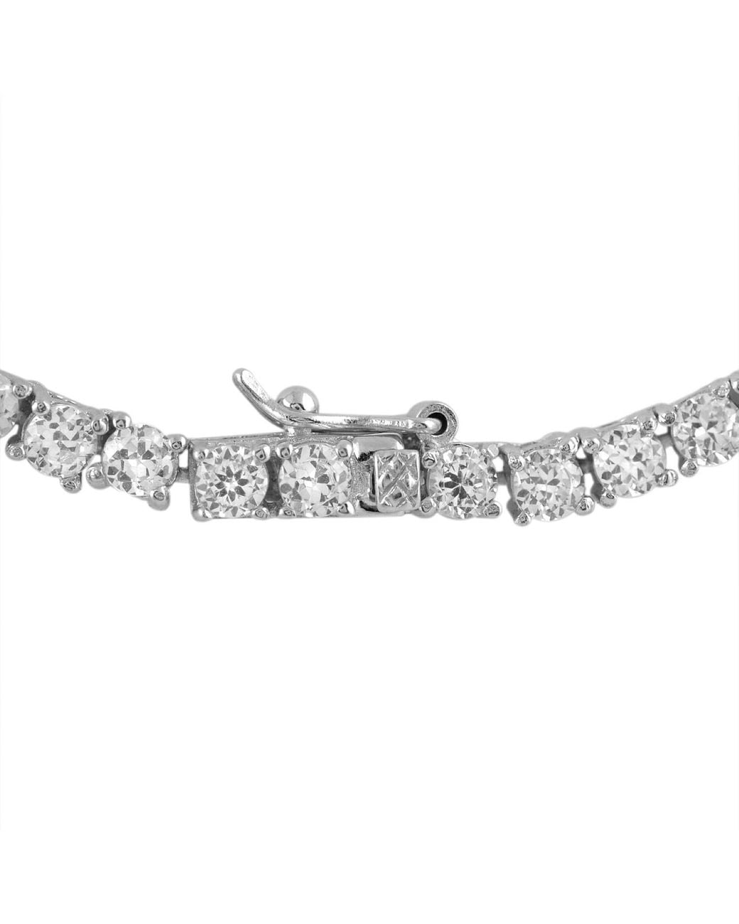 Genevive Jewelry Metallic Cubic Zirconia Sterling Plated Round Tennis Necklace