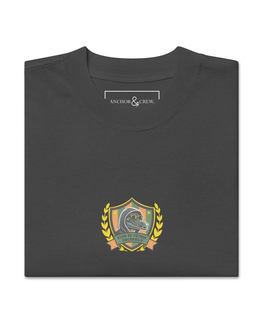 Anchor and Crew Black Faded C. F. Cocodrilo El Clasico Football Cotton Oversized T-Shirt