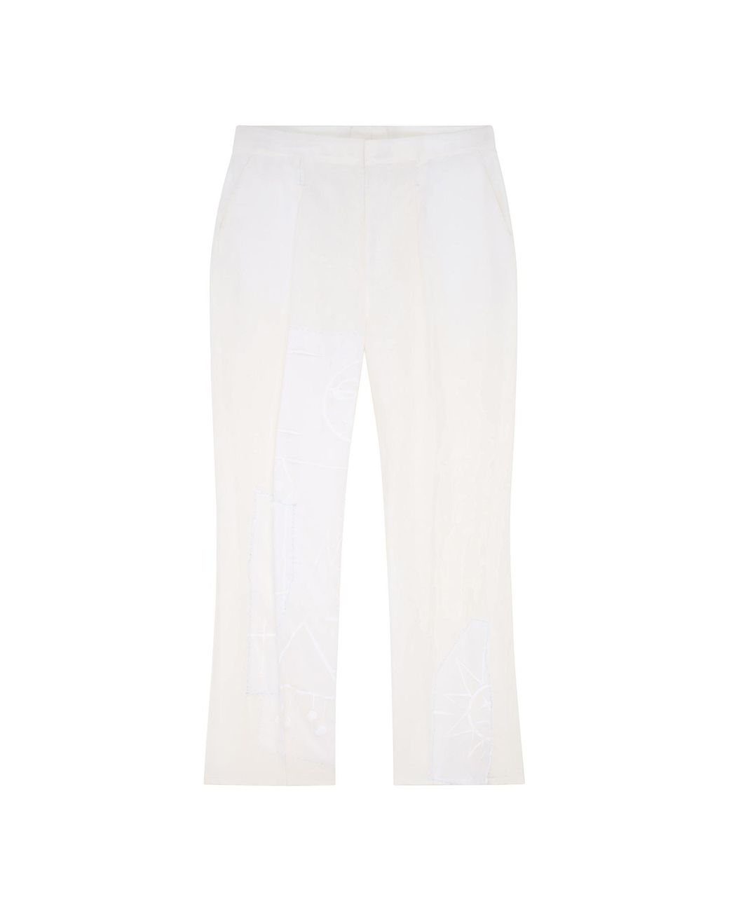 Maison Louis White Linen And Cotton Trousers for men