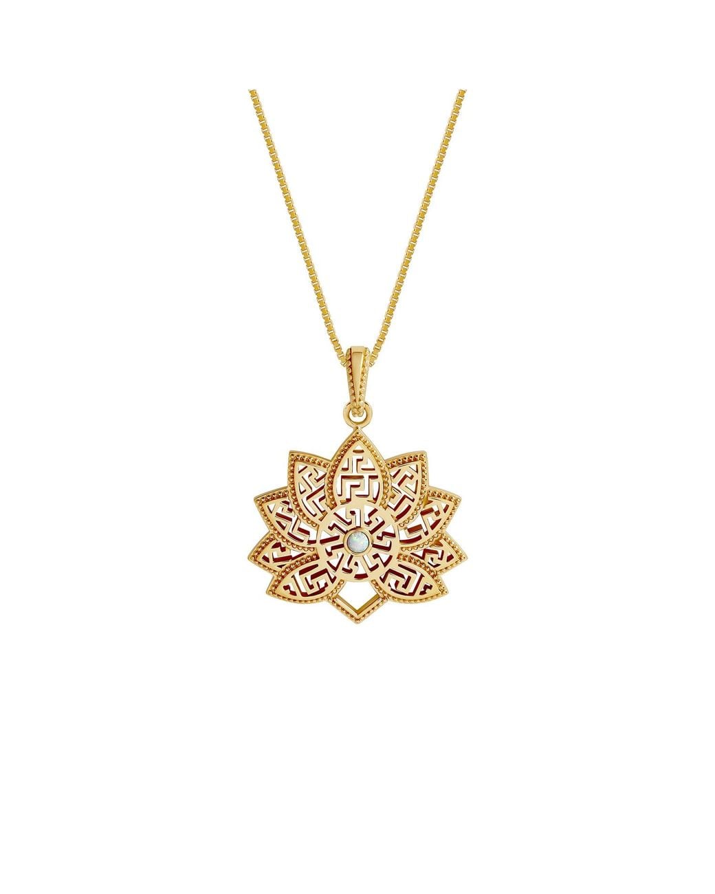 Karma and Luck Metallic Awakened Light Opal Lotus Necklace