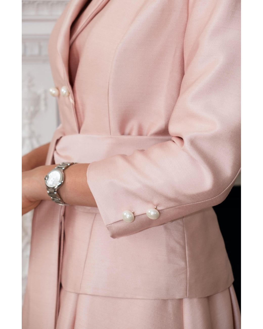 Santinni Pink Audrey Silk & Wool Dress Coat